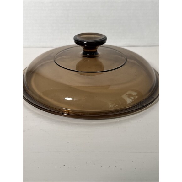 Vintage Vision Ware Corning Replacement Lid  V-2.5-C Pyrex Amber Round 8.5 inch - Picture 5 of 7